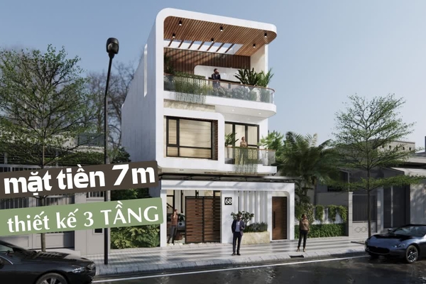 Thiết kế nhà đẹp 3 tầng mặt tiền 7m mang lối kiến trúc hiện đại