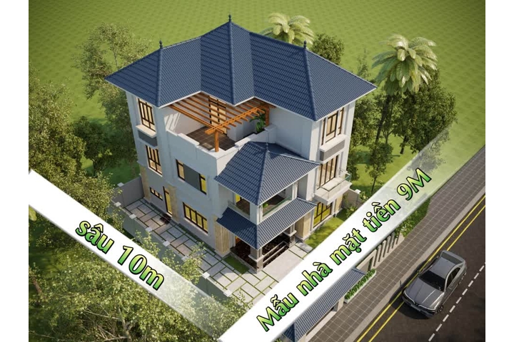Các mẫu thiết kế nhà ngang 9m dài 10m đẹp đáng để xây năm 2023