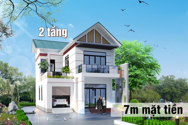21 mẫu nhà mặt tiền 7m 2 tầng đẹp ấn tượng nhất 2024