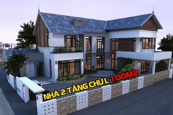 Tổng hợp các mẫu nhà 2 tầng chữ L 100m2 ấn tượng tiện nghi nhất