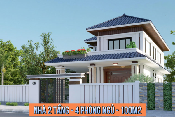 23+ Mẫu thiết kế nhà 2 tầng 4 phòng ngủ 100m2 đẹp tiện nghi nhất