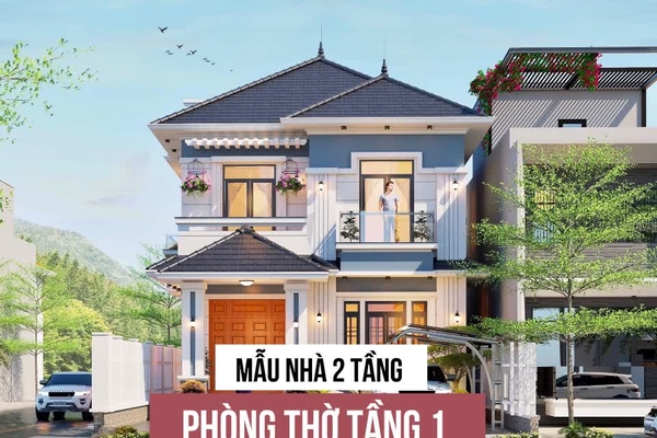 Những mẫu nhà 2 tầng có phòng thờ tầng 1 đẹp chuẩn phong thủy