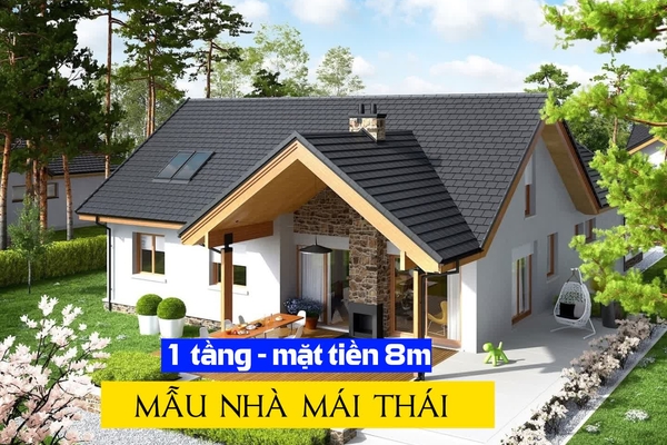 23 Mẫu nhà mái thái 1 tầng mặt tiền 8m tiện nghi đáng xây nhất