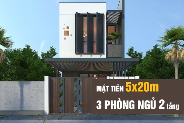 21 Mẫu thiết kế nhà 2 tầng 3 phòng ngủ 5x20 cực đẹp yêu thích nhất