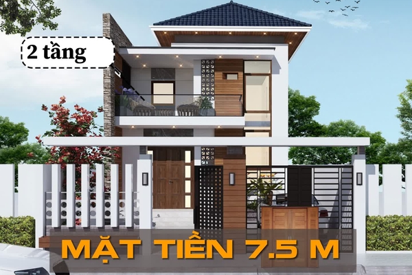 21 Mẫu nhà 2 tầng mặt tiền 7 5m đẹp thiết kế ấn tượng nhất