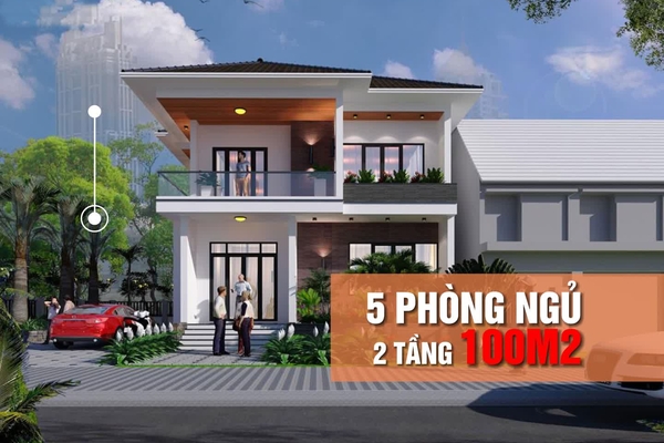 31 Thiết kế nhà 2 tầng 5 phòng ngủ 100m2 tối ưu công năng nhất