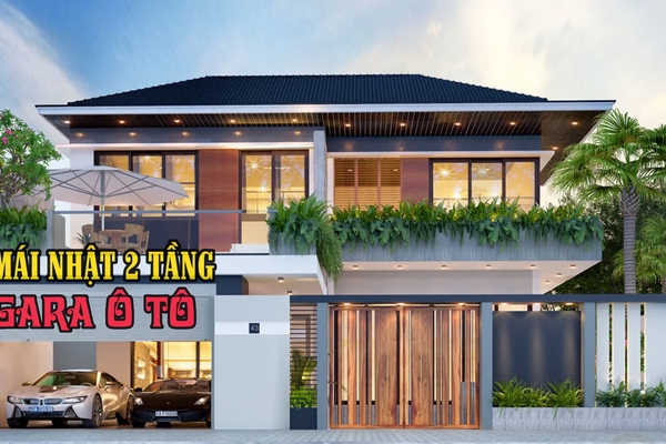 33+ Mẫu nhà mái nhật 2 tầng có gara ô tô bố trí khoa học