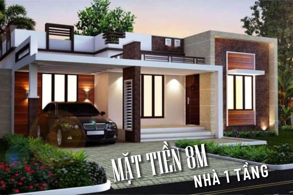 27 Mẫu thiết kế nhà ngang 8m 1 tầng đẹp theo xu hướng mới nhất