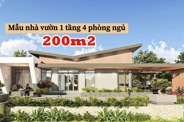 Các mẫu nhà 1 tầng 4 phòng ngủ 200m2 rộng rãi ai cũng thích