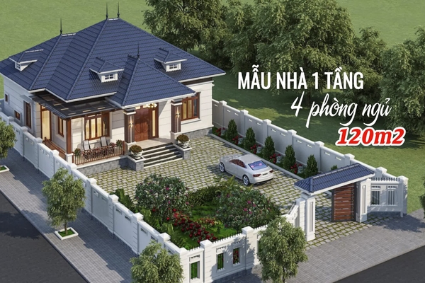 Tổng hợp các mẫu nhà 1 tầng 4 phòng ngủ 120m2 đẹp nhất