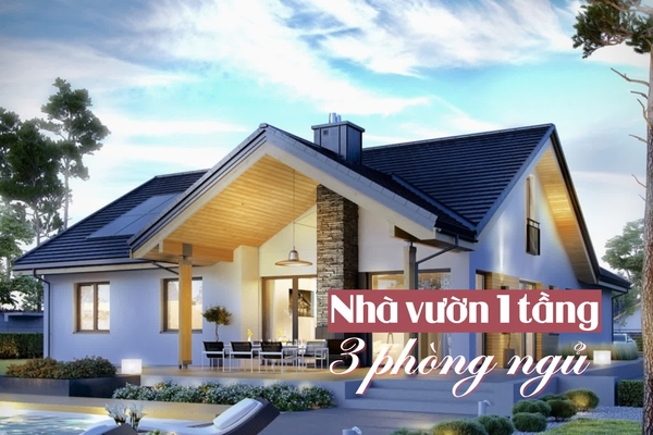Top 23 thiết kế nhà vườn 1 tầng 3 phòng ngủ đẹp tiện nghi nhất 2024