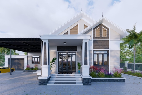 Top 30 nhà vuông 1 tầng mái thái đẹp hết ý