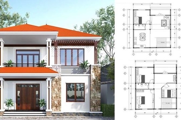 Top 11 bản vẽ thiết kế nhà 2 tầng 8x10m với kiến trúc đẹp và hót nhất