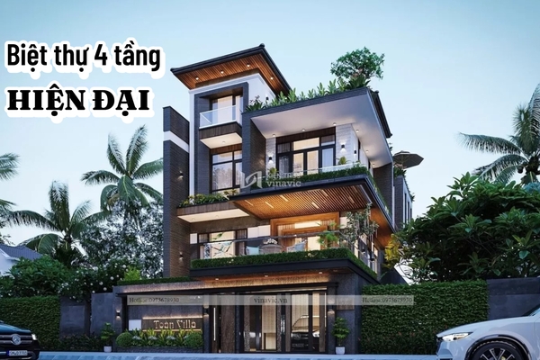 25 Mẫu thiết kế biệt thự 4 tầng hiện đại đang hot nhất hiện nay