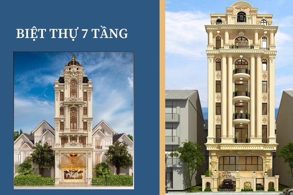 35 Mẫu thiết kế biệt thự 7 tầng đẹp nhất 2024