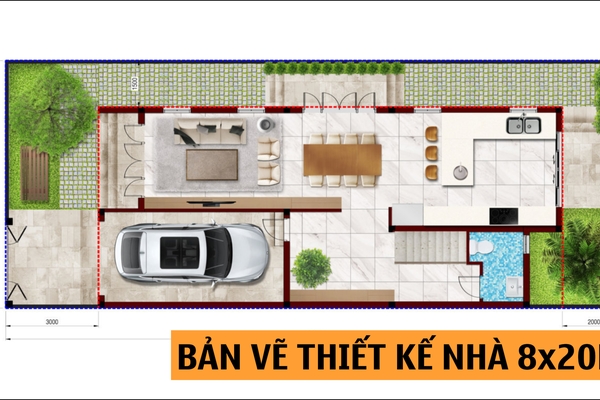 Cách lên ý tưởng cho bản vẽ thiết kế nhà 8x20m thực tế