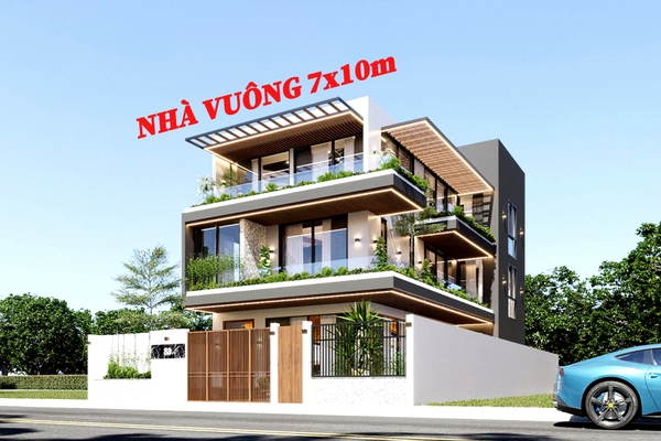 25 Mẫu nhà vuông 7x10m (3 - 4 phòng ngủ) cực đẹp cho gia đình nhỏ