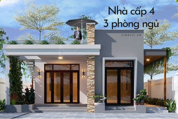 Những mẫu nhà cấp 4 mái bằng 3 phòng ngủ đẹp nhất