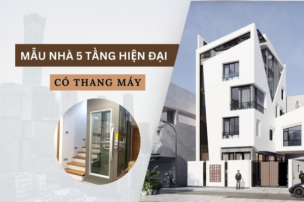 BST mẫu nhà 5 tầng hiện đại có thang máy sang trọng xu hướng 2024
