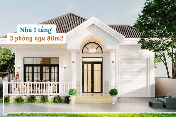 38 mẫu thiết kế nhà 1 tầng 3 phòng ngủ 80m2 được ưa chuộng nhất
