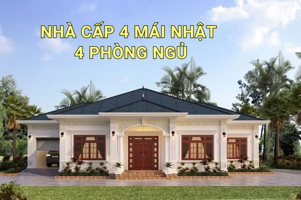 35+ Mẫu nhà cấp 4 mái nhật 4 phòng ngủ & Bản vẽ chi tiết