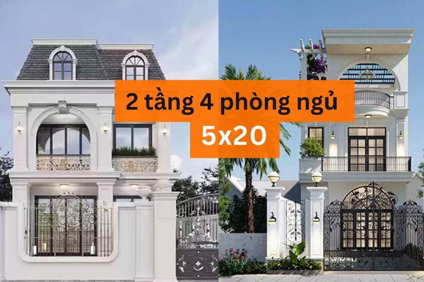 5 cách xây nhà 2 tầng 4 phòng ngủ 5x20 tiết kiệm chi phí nhất
