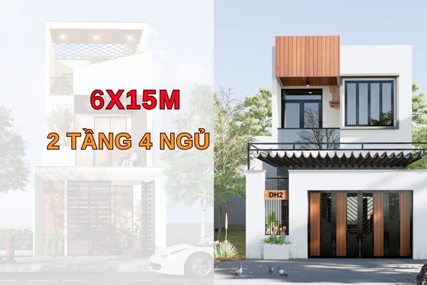 50+ mẫu nhà 6x15 2 tầng 4 phòng ngủ đẹp siêu tiết kiệm
