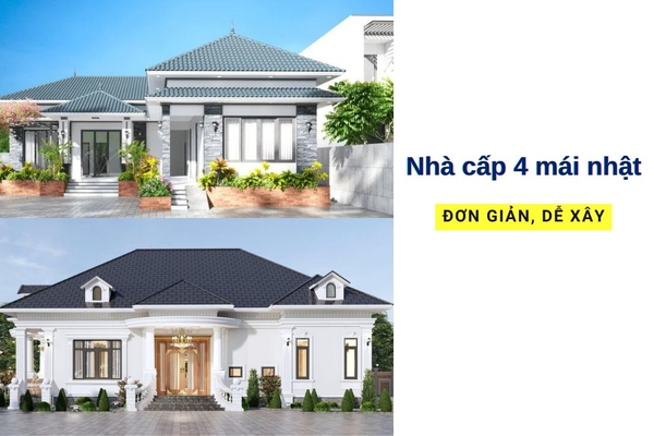 30 mẫu nhà cấp 4 mái nhật đơn giản, dễ xây dựng