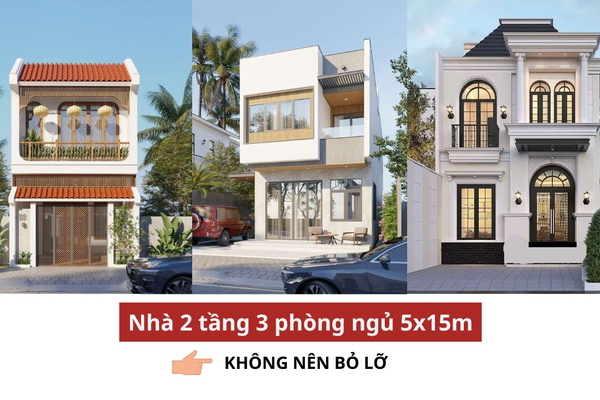 BST 37 Mẫu nhà 2 tầng 3 phòng ngủ 5x15m đẹp không nên bỏ lỡ