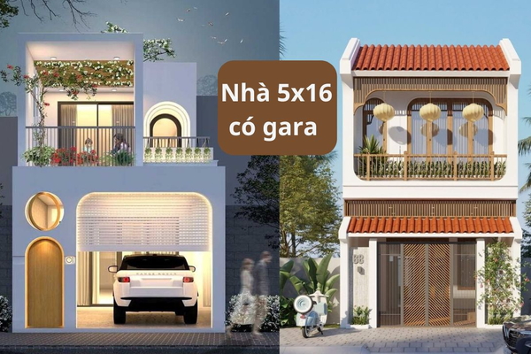 22 mẫu thiết kế nhà 5x16 có gara siêu tiện nghi
