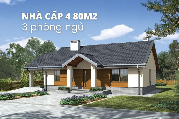 55+ Mẫu nhà cấp 4 80m2 3 phòng ngủ đẹp, chi phí thấp dễ xây