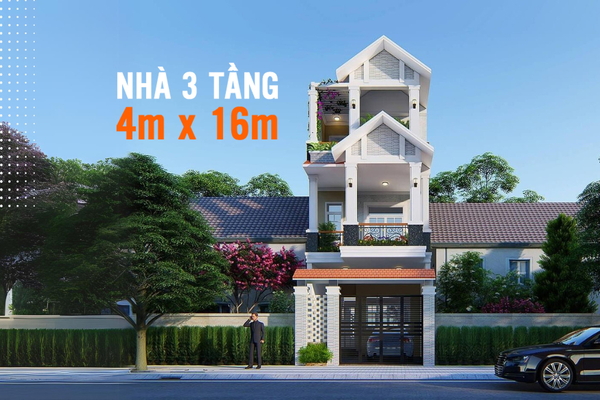 55+ Mẫu nhà 3 tầng mặt tiền 4x16m đẹp đang Hót Rần Rần cuối năm 2024