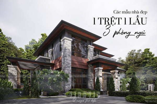 Thiết kế Nhà 1 Trệt 1 Lầu 3 Phòng Ngủ Đẹp & Bản Vẽ Chi tiết