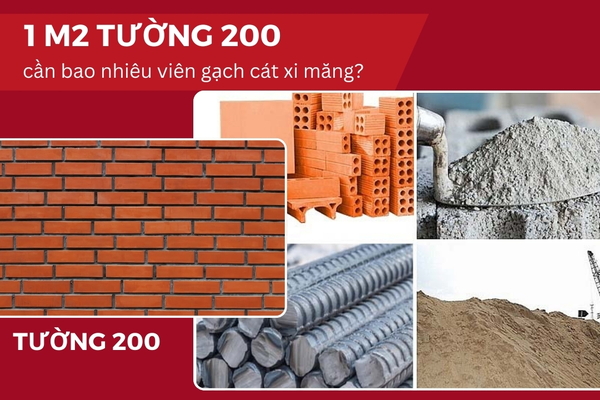 1m2 tường 200 bao nhiêu viên gạch cát xi măng?