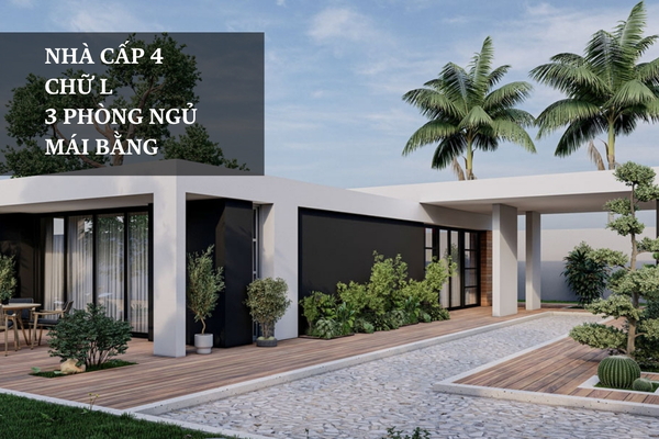 37 Mẫu Nhà Cấp 4 Chữ L 3 Phòng Ngủ Mái Bằng Tiện Nghi