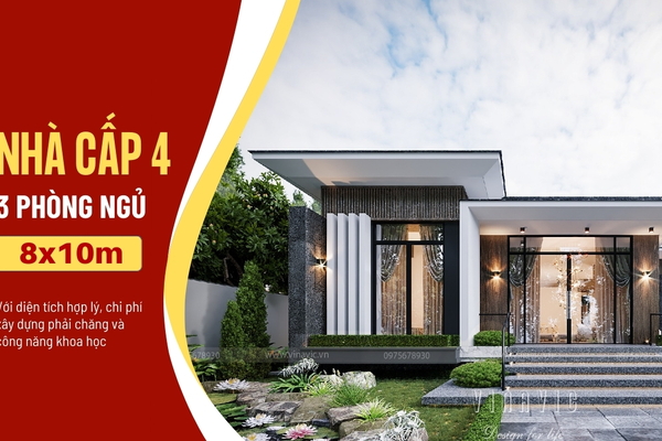 Mẫu Nhà Cấp 4 8x10m 3 Phòng Ngủ Đẹp – Thiết Kế Tối Ưu Chi Phí
