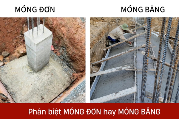 Xây nhà nên làm móng đơn hay móng băng & cách phân biệt