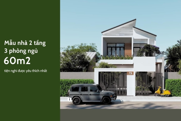65+ Thiết kế nhà 2 tầng 3 phòng ngủ 60m2 tiện nghi được yêu thích nhất