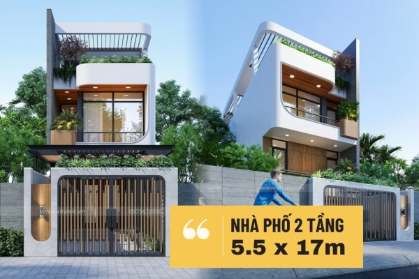 Chi phí xây nhà phố 2 tầng trên lô đất 5.5x17m bao tiền hiện nay