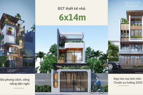 BST 45 mẫu thiết kế nhà 6x14m đẹp hút mọi ánh nhìn