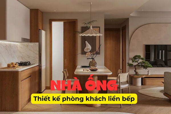 Gợi ý 33 mẫu thiết kế phòng khách liền bếp NHÀ ỐNG đẹp tiện nghi