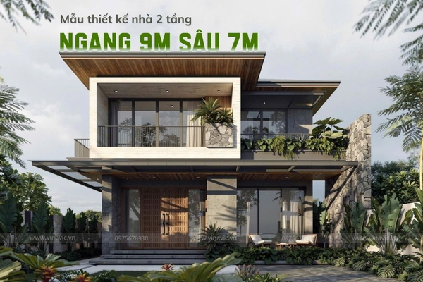 Chia sẻ 33 mẫu thiết kế nhà 2 tầng ngang 9m sâu 7m đẹp 2026