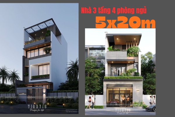19 Ý tưởng thiết kế nhà 3 tầng 4 phòng ngủ 5x20​m đẹp và tiện nghi