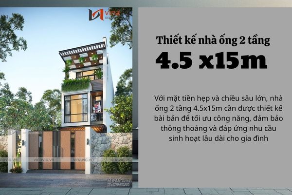 33 Ý tưởng thiết kế nhà ống 2 tầng 4.5 x 15m đẹp tối ưu công năng