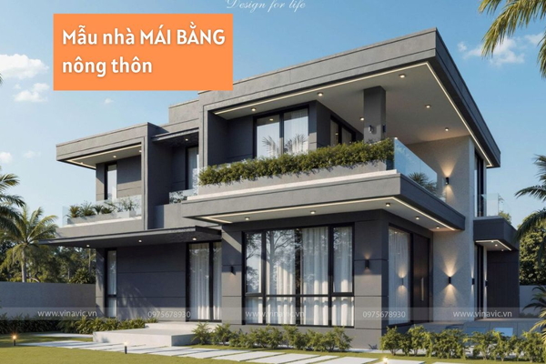 Mẫu nhà mái bằng nông thôn đẹp, tiết kiệm chi phí