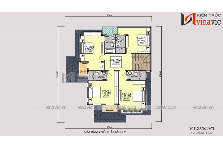 Biệt thự 3 tầng 150m2 mặt tiền 10m 6 phòng ngủ thiết kế tân cổ điển BT1905
