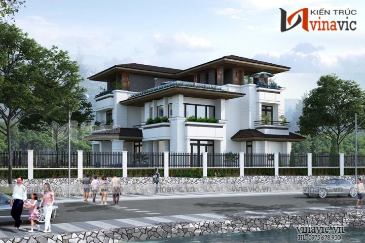 Mẫu thiết kế Villa 3 tầng hiện đại tuyệt đẹp giữa lòng thành phố Vĩnh Yên BT1838