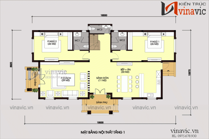 Thiết kế biệt thự 2 tầng 5 phòng ngủ cao cấp ở Phú Quốc BT1808