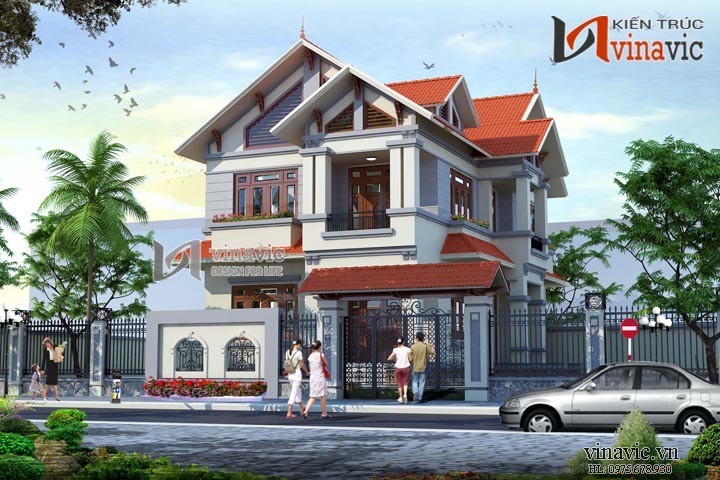 Mẫu nhà biệt thự đẹp 2 tầng BT1485