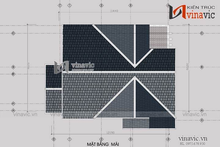 Bản thiết kế nhà 2 tầng có diện tích 8x11m phong cách tân cổ điển BT1498